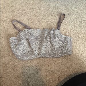 Lace Bralette in Gray and White
